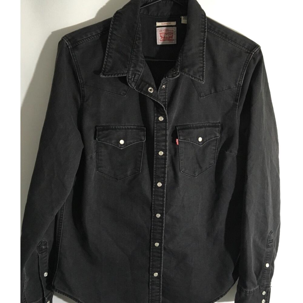 Levi's Ultimate Women's Size Medium Black Western Fringe Denim Long Sleeve Top - Picture 3 of 6